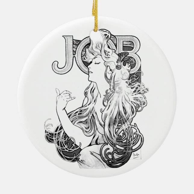 Alphonse Mucha JOB ISOGS Ceramic Tree Decoration (Back)