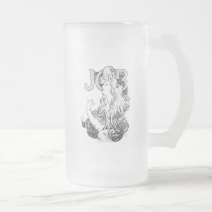 Alphonse Mucha JOB ISOGS Frosted Glass Beer Mug