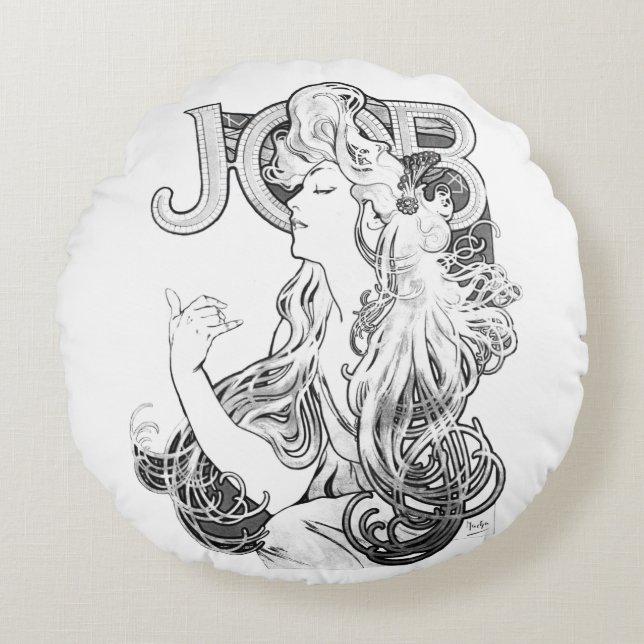 Alphonse Mucha JOB ISOGS Round Cushion (Front)