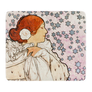 Alphonse Mucha La Dame 1896 Art Nouveau Vintage Cutting Board