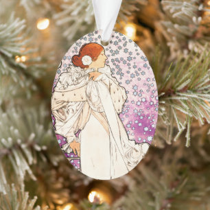 Alphonse Mucha La Dame 1896 Art Nouveau Vintage Ornament