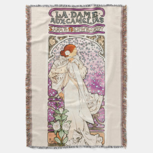 Alphonse Mucha La Dame 1896 Art Nouveau Vintage Throw Blanket