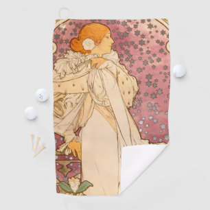 Alphonse Mucha La Dame Aux Camelias: Art Nouveau Golf Towel