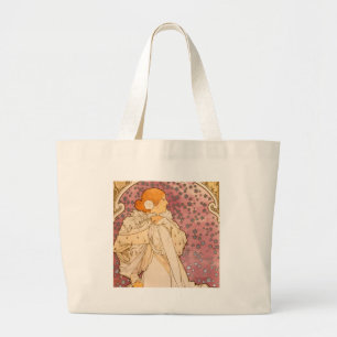 Alphonse Mucha La Dame Aux Camelias: Art Nouveau Large Tote Bag