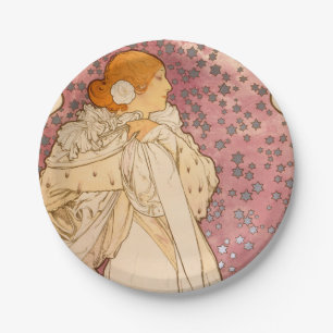 Alphonse Mucha La Dame Aux Camelias: Art Nouveau Paper Plate