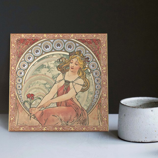 Alphonse Mucha La Peinture Art Nouveau Vintage Tile (Creator Uploaded)