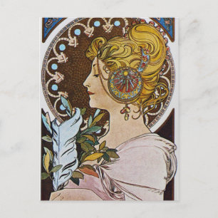 Alphonse Mucha. La Plume/The Pen, 1899 Postcard