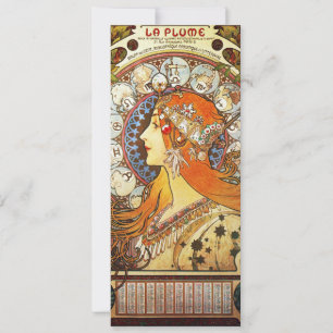Alphonse Mucha La Plume Zodiac Art Nouveau Vintage
