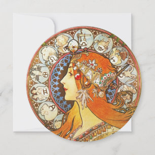 Alphonse Mucha La Plume Zodiac Art Nouveau Vintage