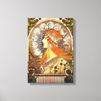 Alphonse Mucha La Plume Zodiac Art Nouveau Vintage
