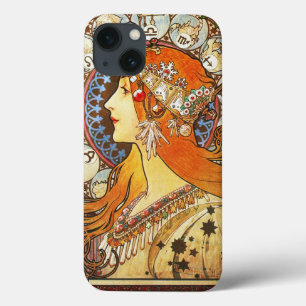 Alphonse Mucha La Plume Zodiac Art Nouveau Vintage iPhone 13 Case