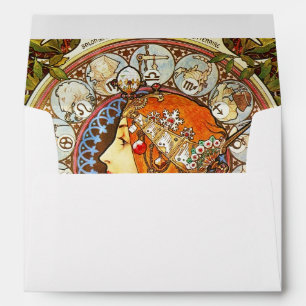 Alphonse Mucha La Plume Zodiac Art Nouveau Vintage Envelope