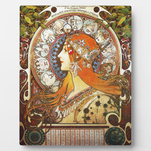 Alphonse Mucha La Plume Zodiac Art Nouveau Vintage Plaque