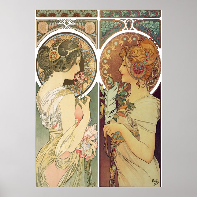 Alphonse Mucha - La Primevere & La Plume  Poster (Front)