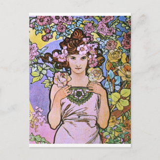 Alphonse Mucha. La Rose/Rose, 1897 Postcard