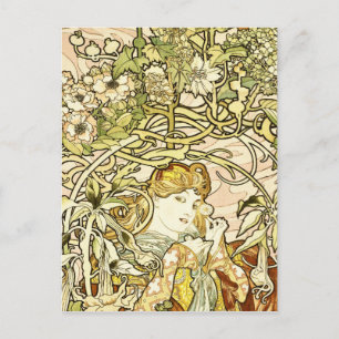 Alphonse Mucha - Lady With Daisy 1898 Postcard