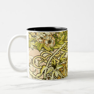 Alphonse Mucha - Lady With Daisy Two-Tone Coffee Mug