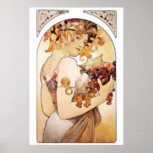 Alphonse Mucha Lady With Fruit Poster
