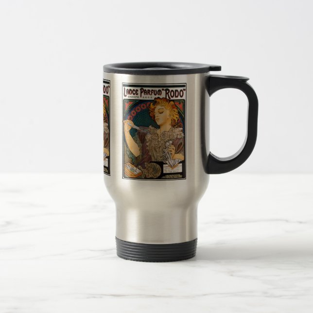 Alphonse Mucha- Lance Parfum "Rodo" - Perfume Ad Travel Mug (Right)