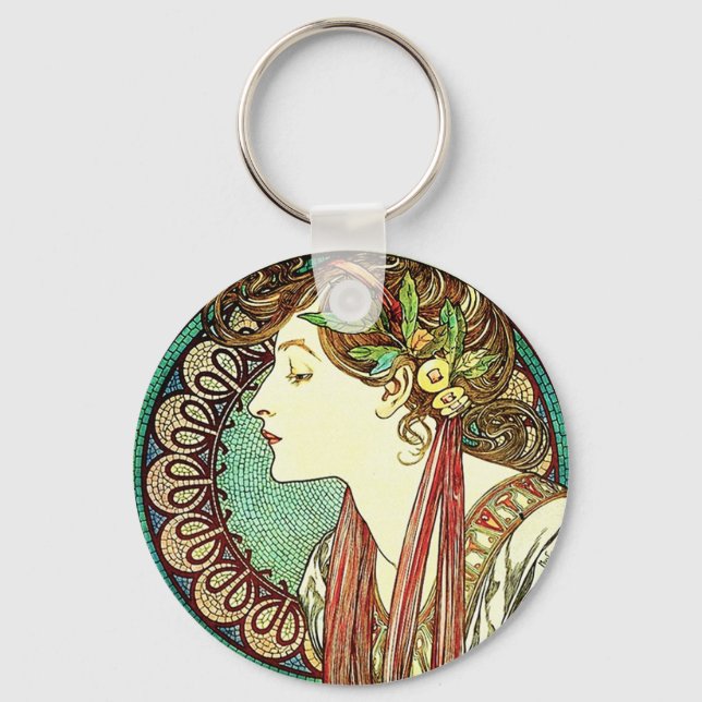 Alphonse Mucha Laurel Key Chain (Front)