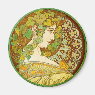 Alphonse Mucha Laurel Magnet