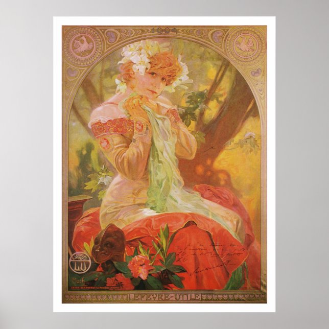 Alphonse Mucha. Lefevre-Utile, Sarah Bernhardt Poster (Front)