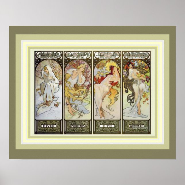 Alphonse Mucha Les Saisons Poster 16 x 20 (Front)