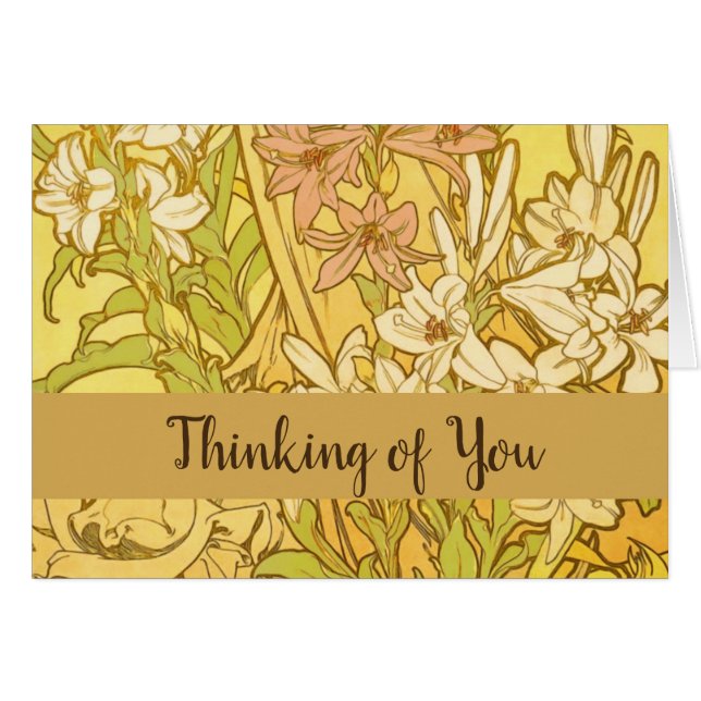 Alphonse Mucha Lily Flowers Pattern: Art Nouveau  (Front Horizontal)