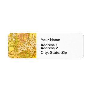 Alphonse Mucha Lily Flowers Pattern: Art Nouveau 