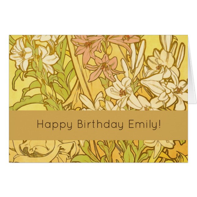 Alphonse Mucha Lily Flowers Pattern: Art Nouveau  (Front Horizontal)