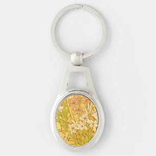 Alphonse Mucha Lily Flowers Pattern: Art Nouveau  Key Ring