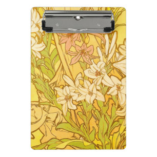 Alphonse Mucha Lily Flowers Pattern: Art Nouveau  Mini Clipboard