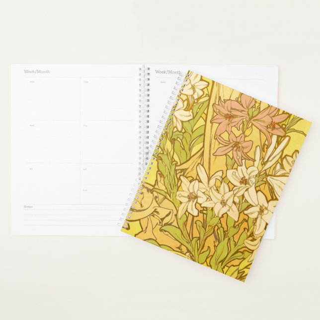 Alphonse Mucha Lily Flowers Pattern: Art Nouveau  Planner (Display)