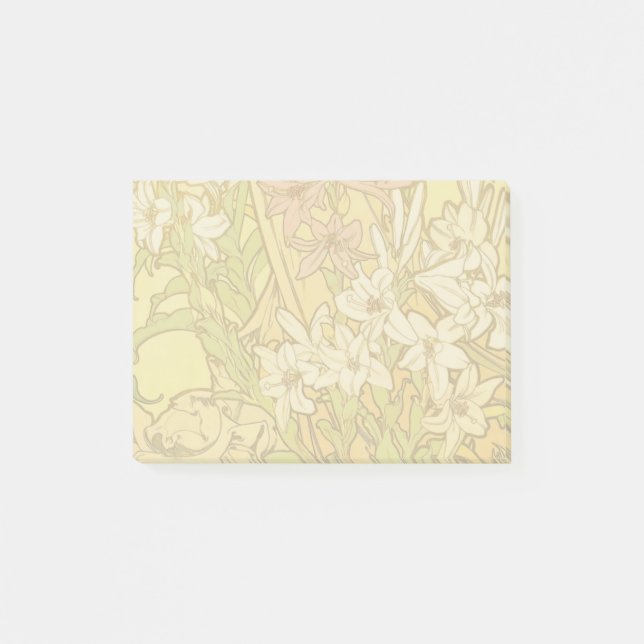 Alphonse Mucha Lily Flowers Pattern: Art Nouveau  Post-it Notes (Front)