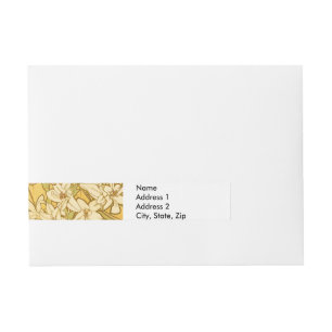 Alphonse Mucha Lily Flowers Pattern: Art Nouveau Wraparound Address Label