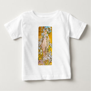 Alphonse Mucha - Lily - White Border Baby T-Shirt
