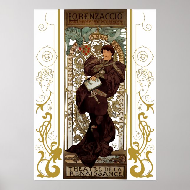  Alphonse Mucha - Lorenzaccio - Art Nouveau Poster (Front)