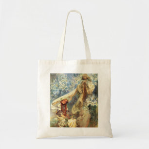 Alphonse Mucha Madonna of the Lilies Tote Bag