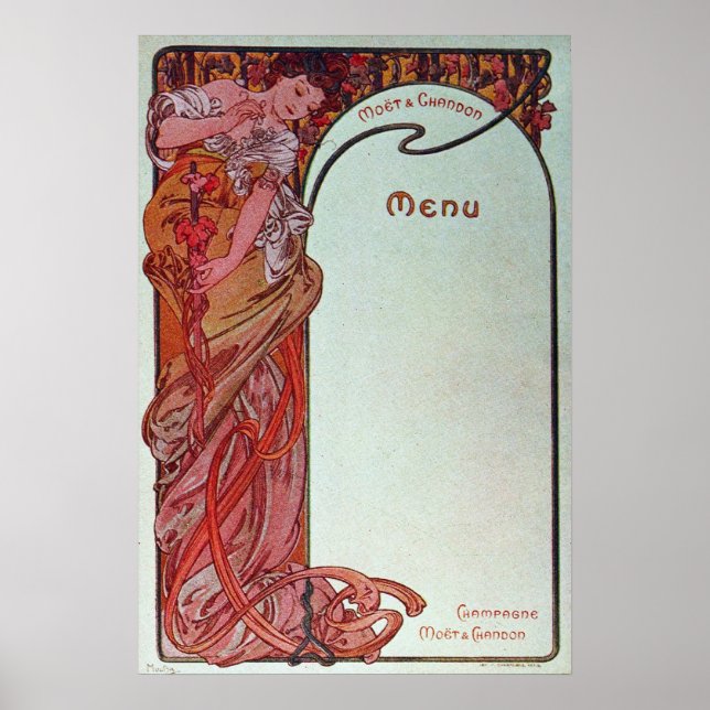 Alphonse Mucha Menu Poster (Front)