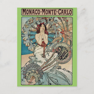Alphonse Mucha ~ Monaco Monte Carlo Art Nouveau Postcard