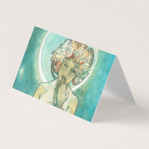 Alphonse Mucha Moonlight Clair De Lune Art Nouveau Business Card