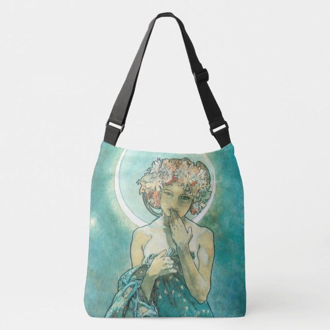 Alphonse Mucha Moonlight Clair De Lune Art Nouveau Crossbody Bag (Front)
