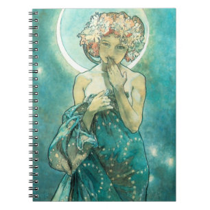 Alphonse Mucha Moonlight Clair De Lune Art Nouveau Notebook
