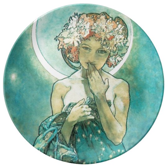 Alphonse Mucha Moonlight Clair De Lune Art Nouveau Plate Zazzle Co Uk