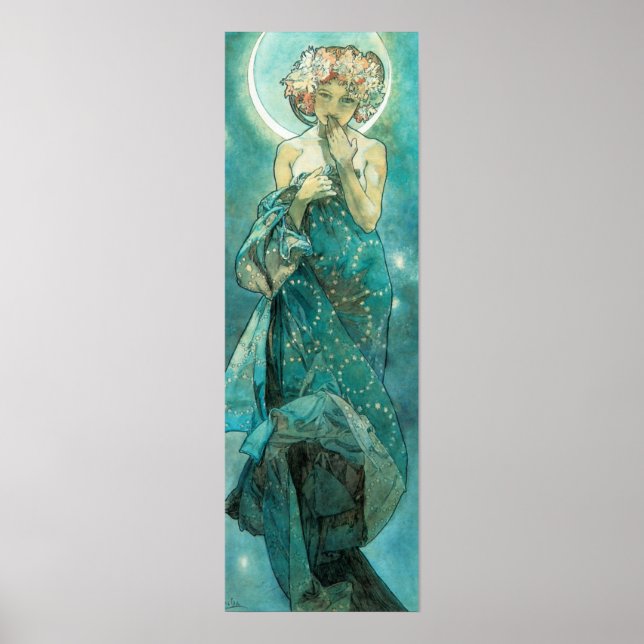 Alphonse Mucha Moonlight Clair De Lune Art Nouveau Poster (Front)