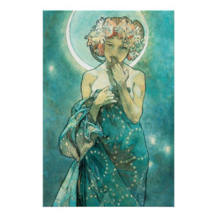 Alphonse Mucha Moonlight Clair De Lune Art Nouveau Poster