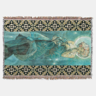 Alphonse Mucha Moonlight Clair De Lune Art Nouveau Throw Blanket