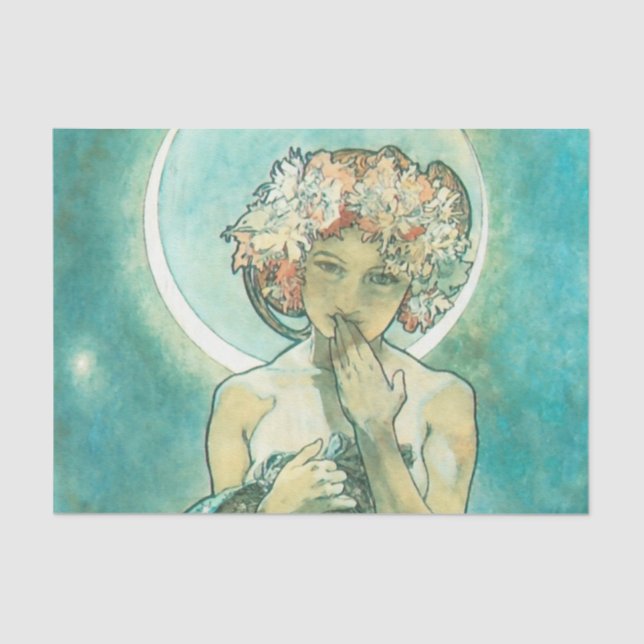 Alphonse Mucha Moonlight Clair De Lune Art Nouveau Tissue Paper (Front)