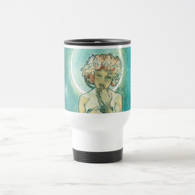 Alphonse Mucha Moonlight Clair De Lune Art Nouveau Travel Mug (Center)
