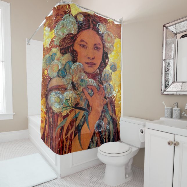 Alphonse Mucha - Native American Woman Shower Curtain (In Situ)